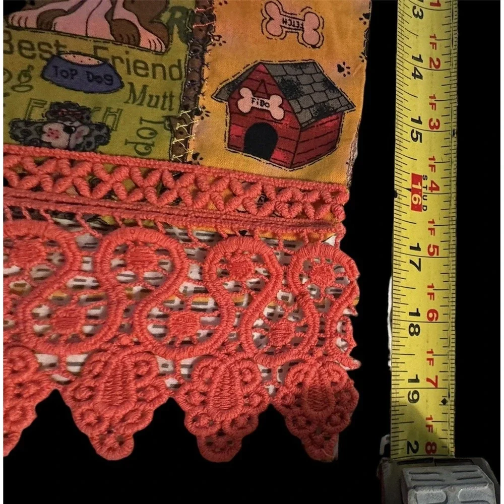 Kantha Like Napkin Bohemian Handmade Kitchen Towel Dining Table Decor NWOT Dogs